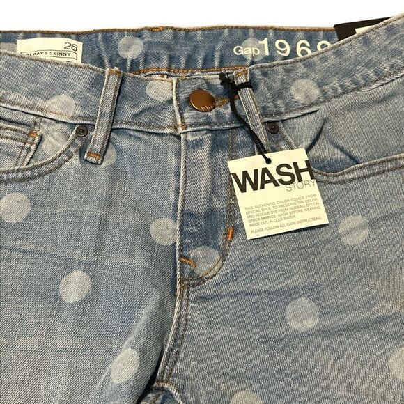 Gap 1969 Always Skinny 29” Ankle Low Rise Polka Dot Distressed Size 26 - Picture 3 of 11